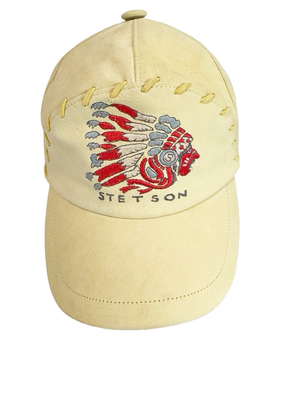 Stetson Suede & Silk Chieftain Embroidered Native American Yellow Baseball Hat